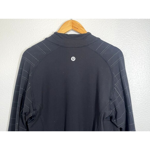 Mens Lululemon Full Zip Black Jacket White Plaid Long Sleeve Size L Athletic Gym - Picture 2 of 14